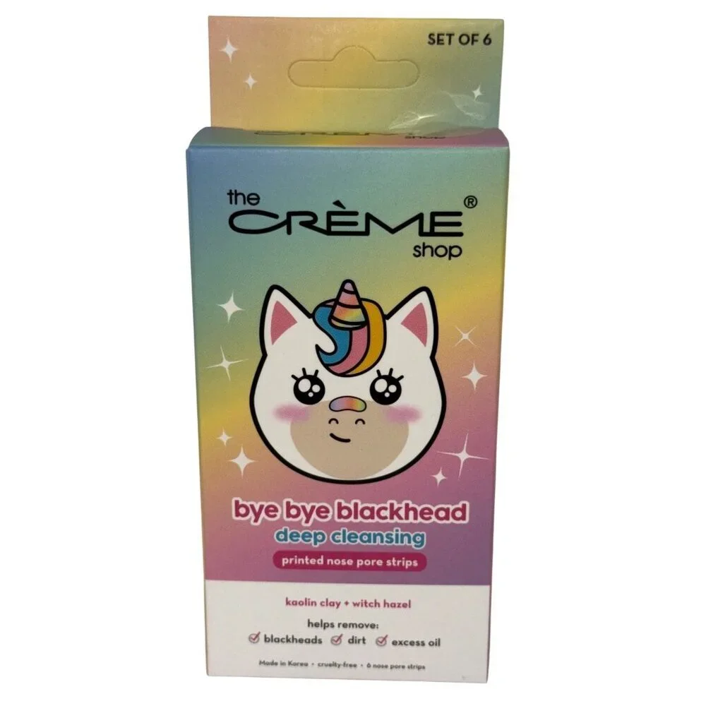 The Crème Shop Bye Bye Blackhead Nose Strips Unicorn Print Set of 6 NEW